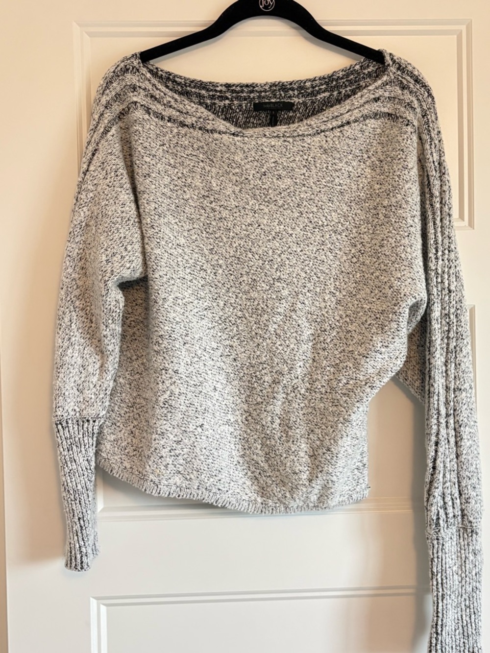 Bobi black, off-shoulder sweater, black & white, size small